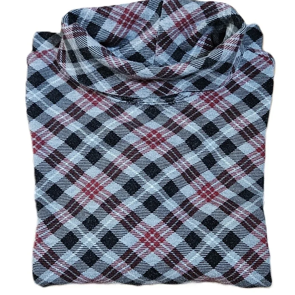 Karen Scott Diagonal Plaid Turtleneck Size S - Picture 3 of 9
